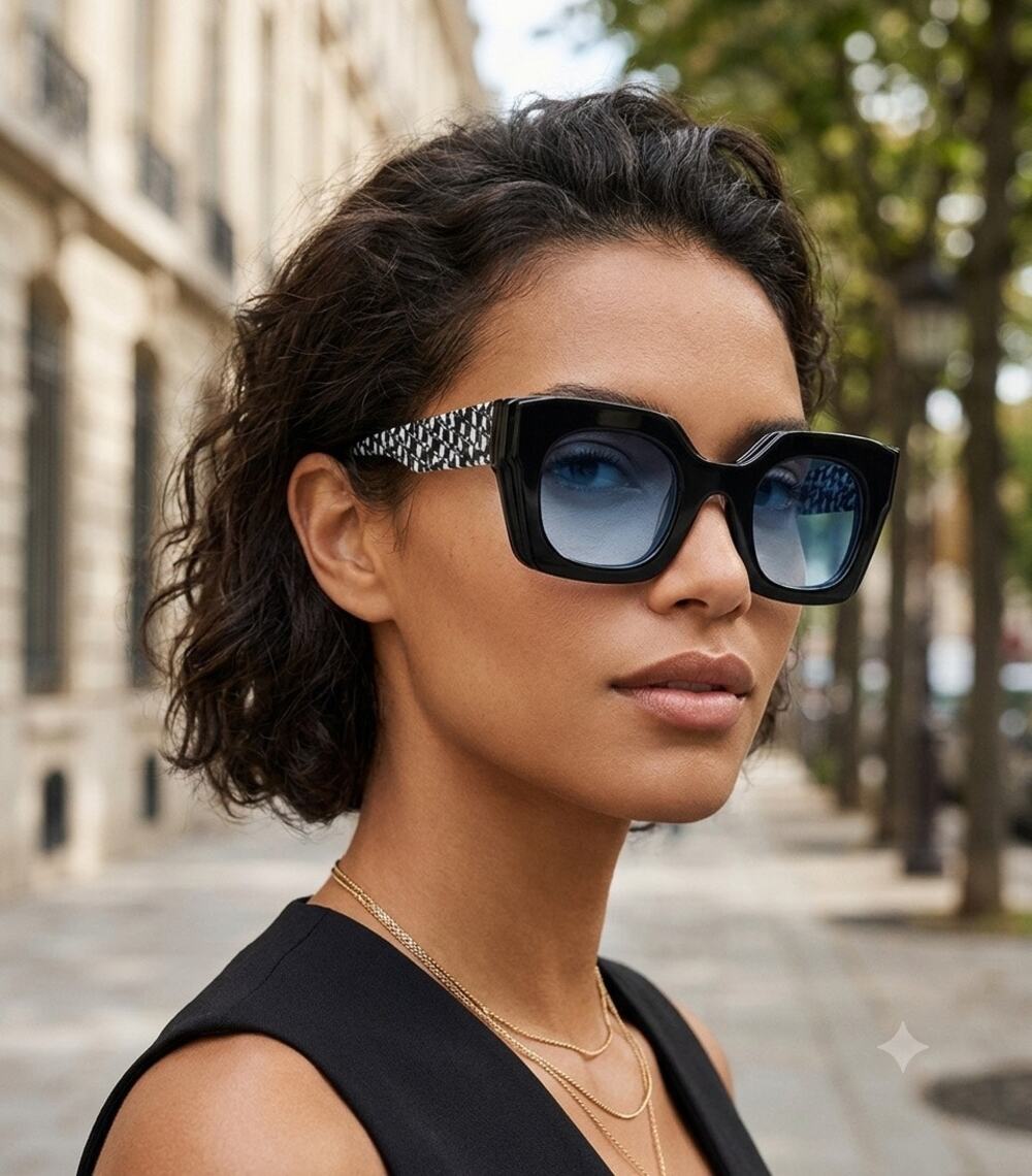 New Face A face glitch 1 100 black sunglasses hand made Italy
